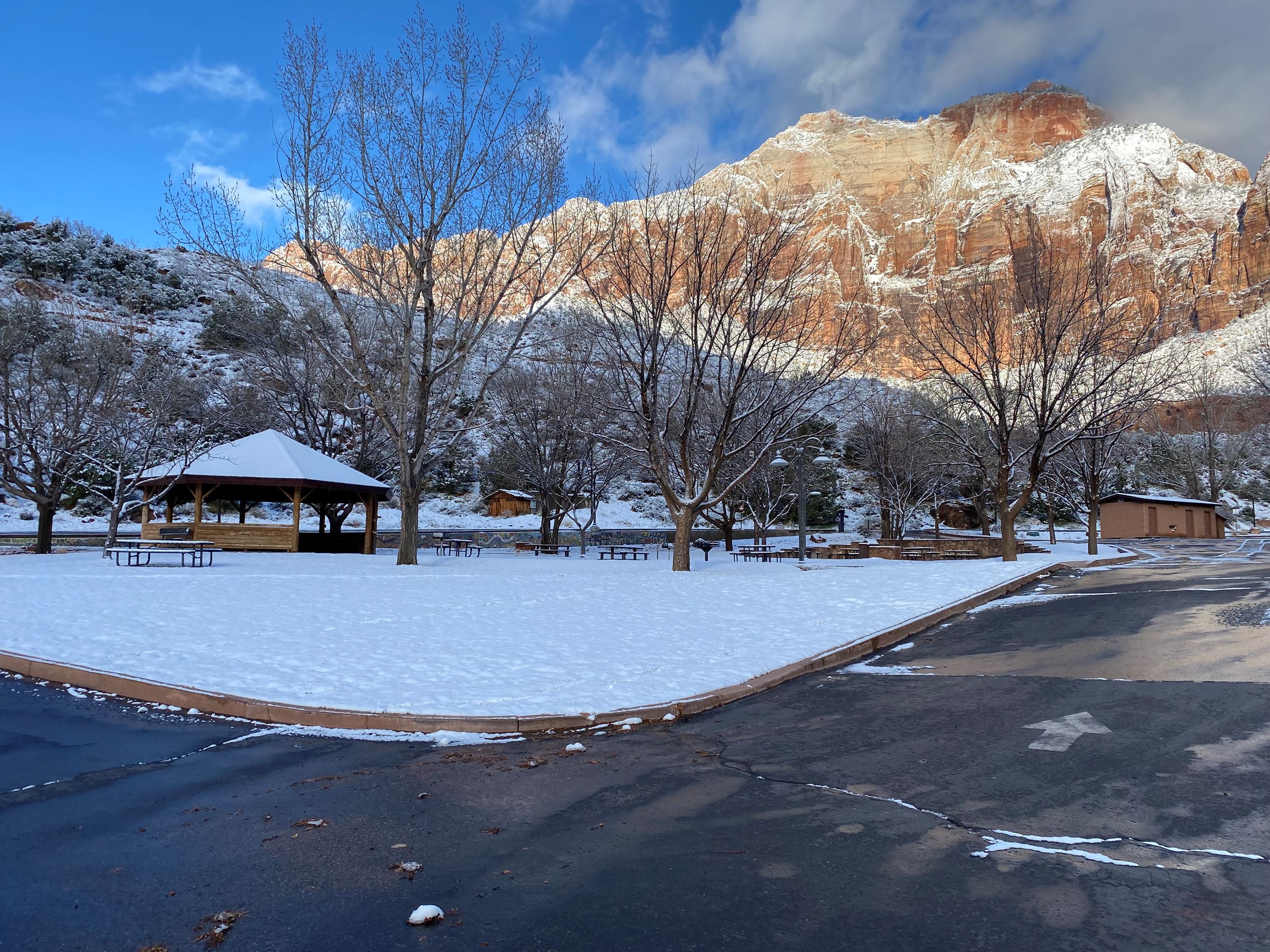 Gazebo with snow