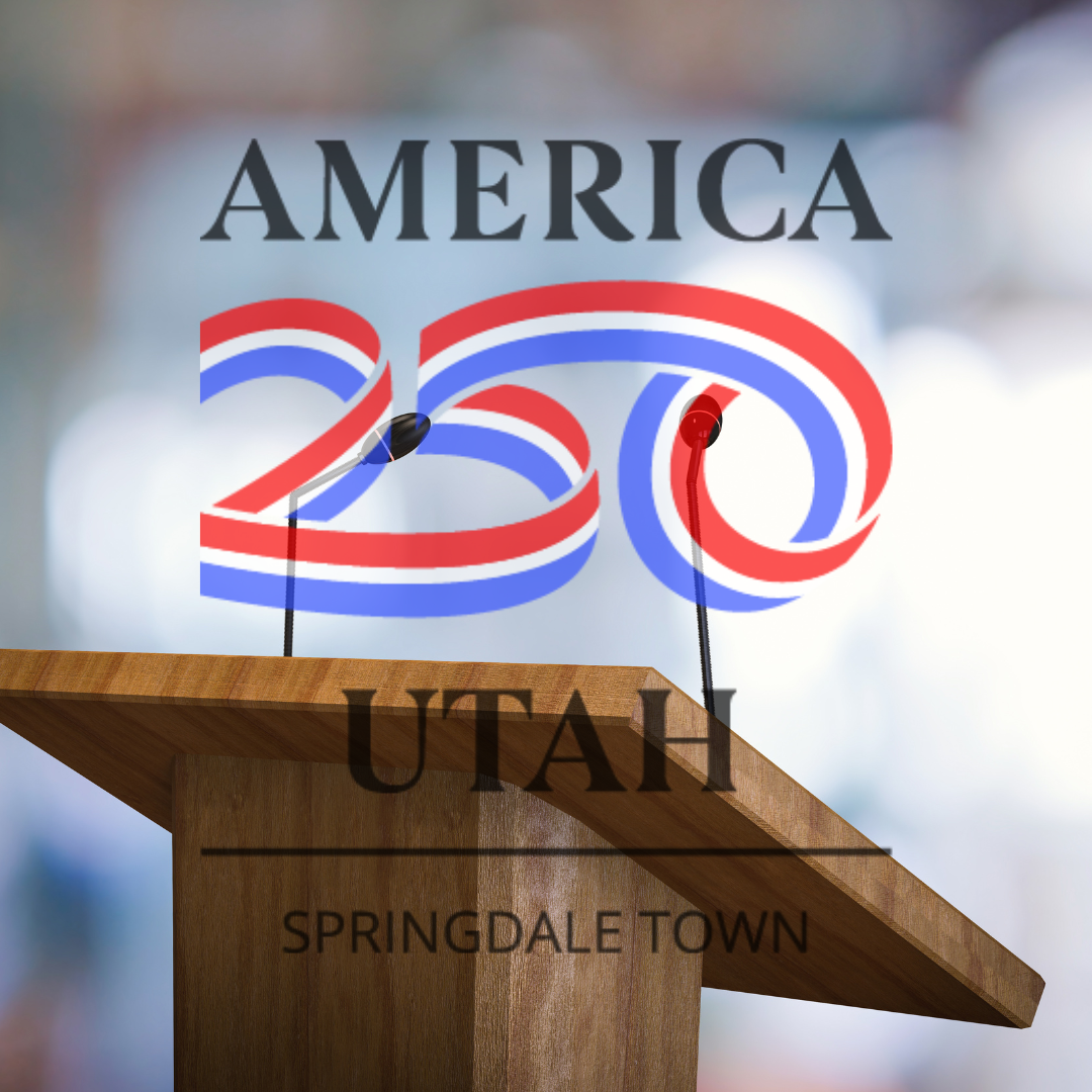 Speaker Podium with America 250 Springdale Logo